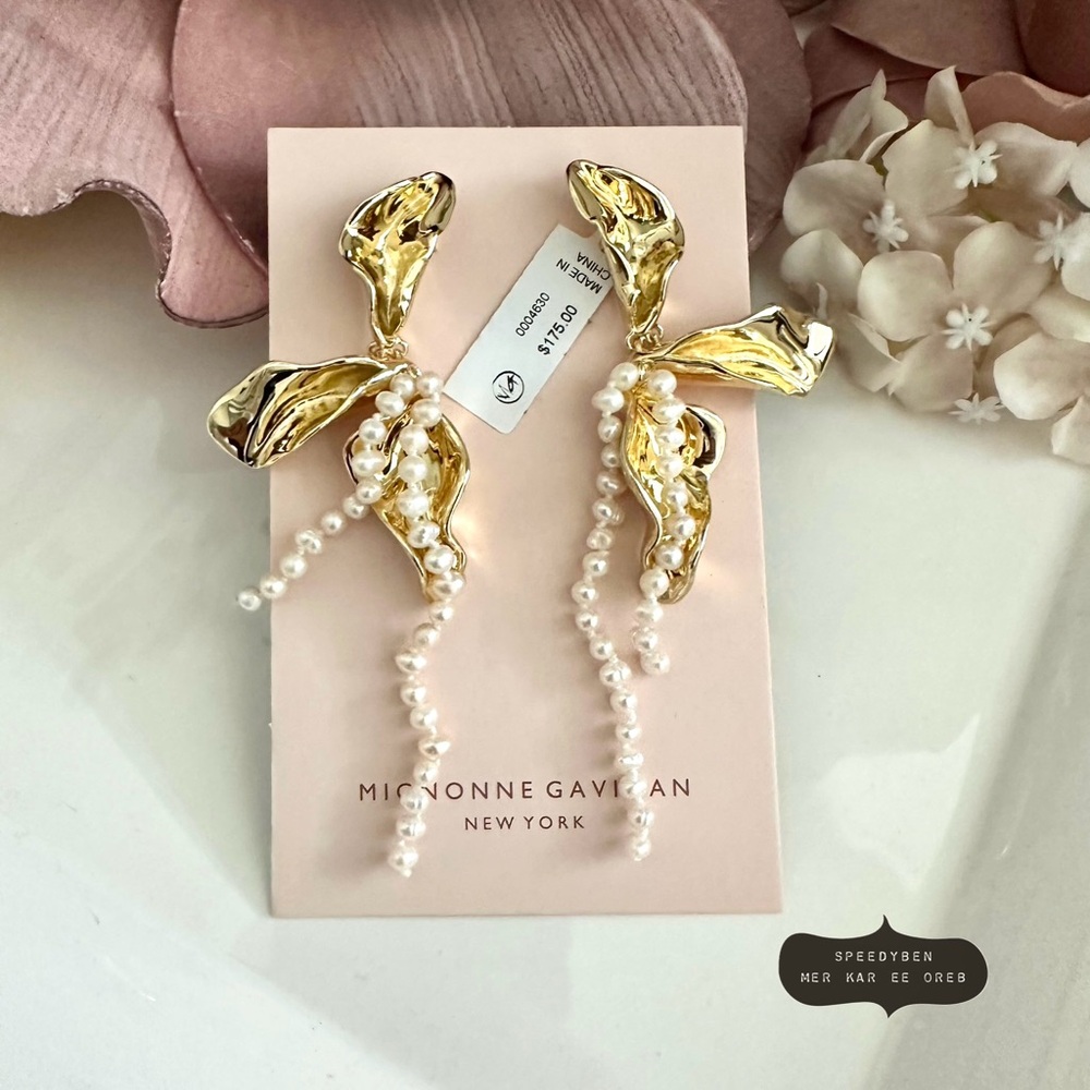 NWT MIGNONNE GAVIGAN Rosalia earrings in gold/white